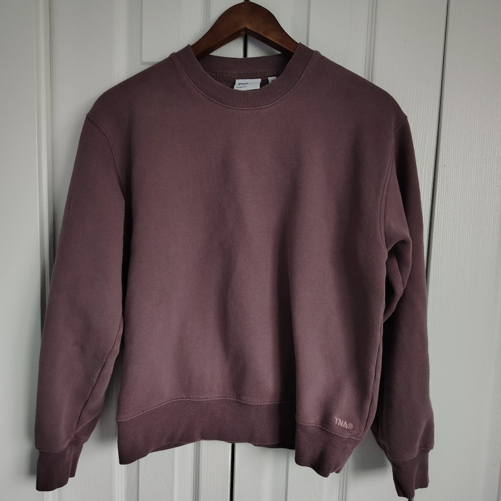 Aritzia TNA COZY Perfect Fit Crew Sweatshirt Sweatfleece Top XS  Grey Purple